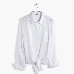 Madewell long sleeve tie up belly top XS